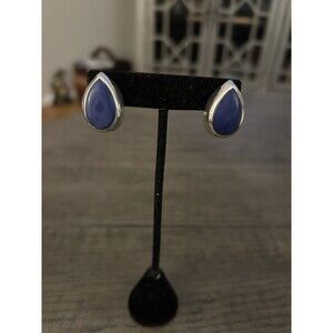 Taxco Sterling Lapis Lazuli Stud Teardrop Earrings 16.90g